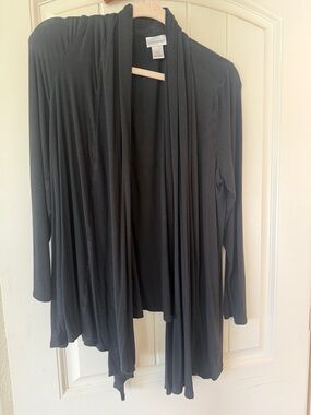 Black Draped Open-Front Cardigan